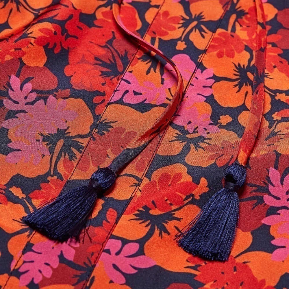 Derek Lam 10 Crosby Aria Floral Tassels Tie Blouse Lightweight Boho Multi Sz 2 - Picture 4 of 12